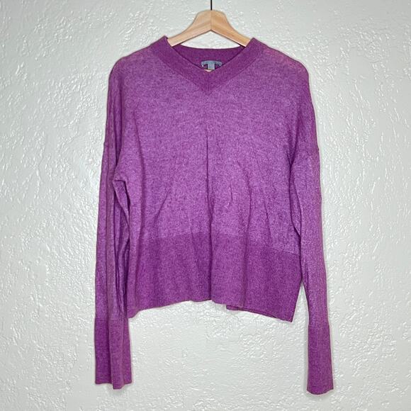COS Women's Purple Wool Alpaca Blend V-Neck Long Sleeve Sweater Size Large - Picture 1 of 9